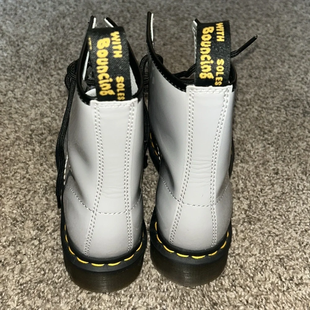 Like New Dr. Martens Gray Leather Boots